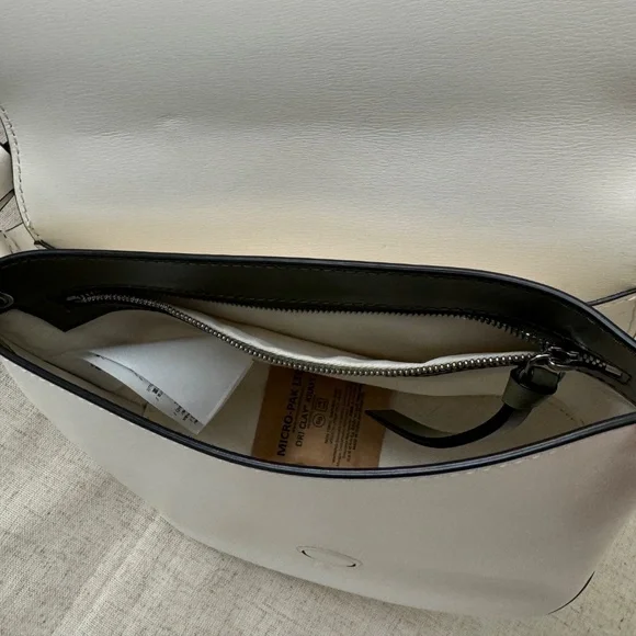 Ganni Banner Saddle Leather Off-White Crossbody Bag | One Size - Picture 9 of 17